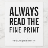 Étiquette Pour Bouteilles De Vin Fine Print | Personalized Pregnancy Announcement (Étiquettes simples)
