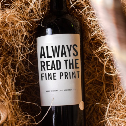 Étiquette Pour Bouteilles De Vin Fine Print | Personalized Pregnancy Announcement