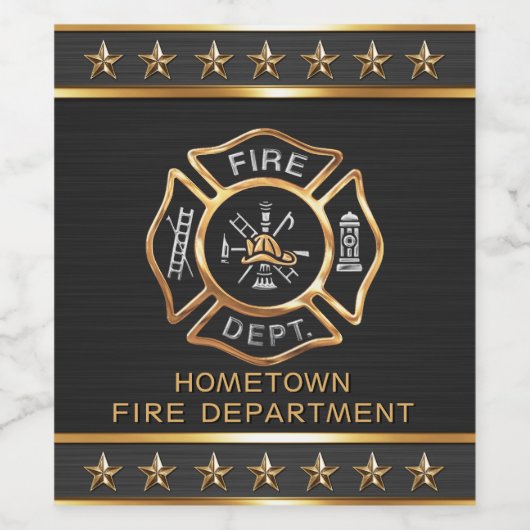 Étiquette Pour Bouteilles De Vin Firefighter Gold Custom (Étiquettes simples)