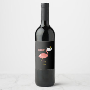 Étiquette Pour Bouteilles De Vin Flamant rose Boo Ghost Funny Flamant rose   Animal