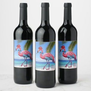 Étiquette Pour Bouteilles De Vin Flamant rose DE RETRAITE POUR HOMME, PLAGE Tropica