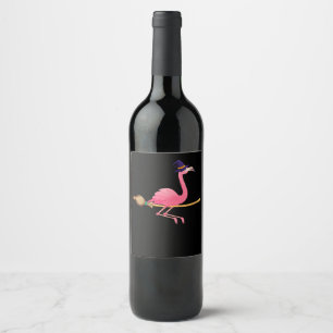 Étiquette Pour Bouteilles De Vin Flamant rose Femmes Drôle Flamant rose Sorcière