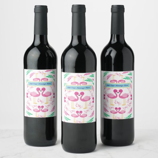 Étiquette Pour Bouteilles De Vin Flamant rose rose (Bouteilles)
