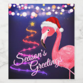 Étiquette Pour Bouteilles De Vin Flamant rose rose Festive Tropical Beach Noël (Étiquettes simples)