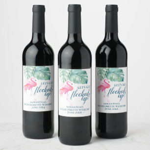 Étiquette Pour Bouteilles De Vin Flamant rose rose verdoyant tropical