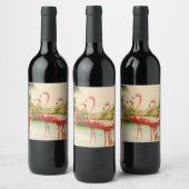 Étiquette Pour Bouteilles De Vin Flamants Rétro (Bouteilles)