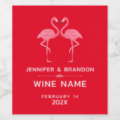 Étiquette Pour Bouteilles De Vin Flamants roses amoureux (Étiquettes simples)