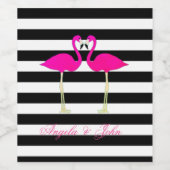 Étiquette Pour Bouteilles De Vin Flamants roses roses, noirs, bandes blanches Perso (Étiquettes simples)