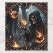 Étiquette Pour Bouteilles De Vin Flames gothiques, gardienne des dés brûlants. (Étiquettes simples)