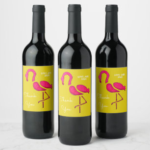Étiquette Pour Bouteilles De Vin Flamingo rose mignon oiseau unique