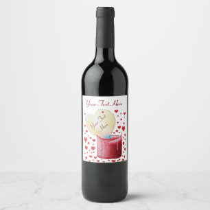 Étiquette Pour Bouteilles De Vin Flamme romantique en forme de coeur pour les maria