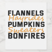 Étiquette Pour Bouteilles De Vin Flannels Hayrides Chandails Citrouille & Bonfires (Étiquettes simples)
