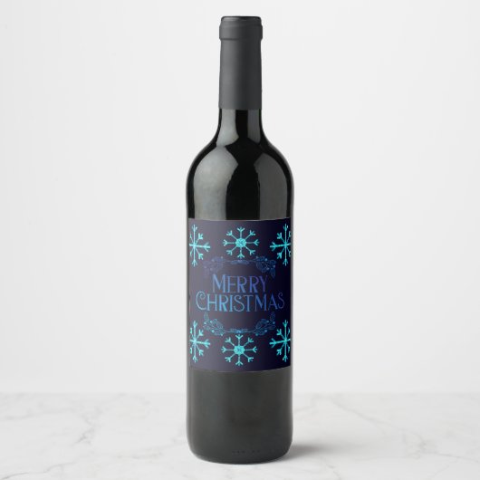 Étiquette Pour Bouteilles De Vin Flèches de neige de Parties scintillant bleue (Devant)