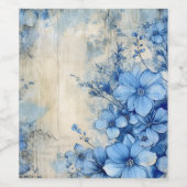 Étiquette Pour Bouteilles De Vin Fleur Bleue (Étiquettes simples)