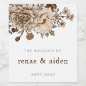 Étiquette Pour Bouteilles De Vin Fleur brun rustique (Étiquettes simples)