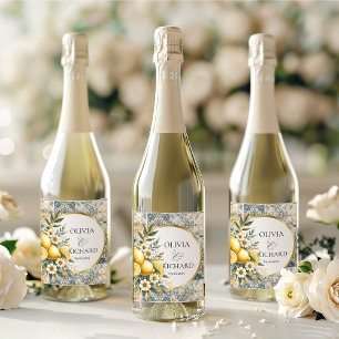 Étiquette Pour Bouteilles De Vin Fleur carrelée méditerranéenne Italien Positano Le