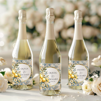 Étiquette Pour Bouteilles De Vin Fleur carrelée méditerranéenne Italien Positano Le