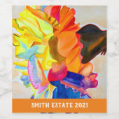 Étiquette Pour Bouteilles De Vin Fleur d'aquarelle Neon Carnation (Étiquettes simples)