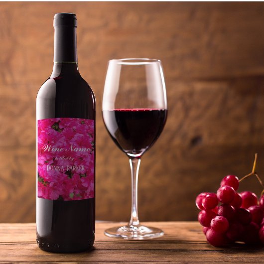 Étiquette Pour Bouteilles De Vin Fleur d'azalée rose personnalisée