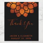 Étiquette Pour Bouteilles De Vin Fleur de cuivre spectaculaire sur Mariage de Merci (Étiquettes simples)