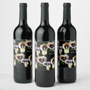 Étiquette Pour Bouteilles De Vin Fleur de Lys Élégante Callas Floral Botanique Ajou