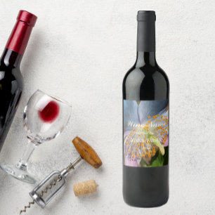Étiquette Pour Bouteilles De Vin Fleur de pavot bleu personnalisée
