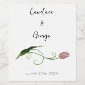 Étiquette Pour Bouteilles De Vin Fleur de tulipe rose (Étiquettes simples)