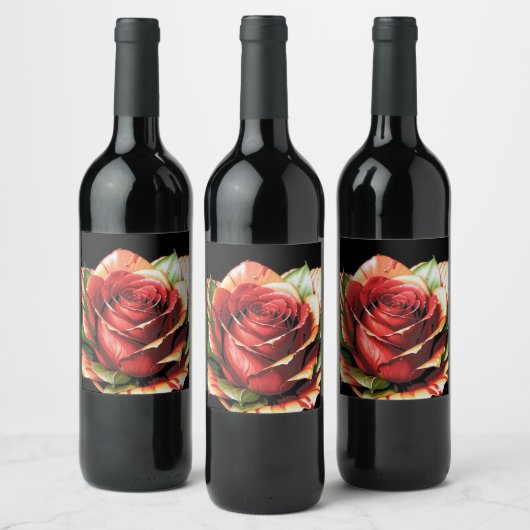 Étiquette Pour Bouteilles De Vin Fleur design Rose Sucre de canne unique (Bouteilles)