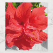 Étiquette Pour Bouteilles De Vin Fleur d'Hibiscus Double Rouge (Étiquettes simples)
