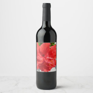 Étiquette Pour Bouteilles De Vin Fleur d'Hibiscus Double Rouge