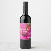 Étiquette Pour Bouteilles De Vin Fleur d'Hibiscus rose personnalisée (Devant)