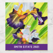Étiquette Pour Bouteilles De Vin Fleur d'iris floral aquarelle (Étiquettes simples)