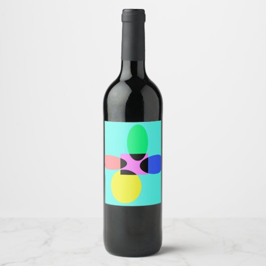 Étiquette Pour Bouteilles De Vin Fleur futuriste (Devant)
