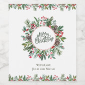 Étiquette Pour Bouteilles De Vin Fleur Joyeux Noël (Étiquettes simples)