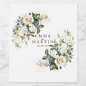 Étiquette Pour Bouteilles De Vin Fleur Mariage Roses Blanches (Étiquettes simples)