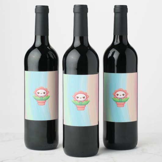 Étiquette Pour Bouteilles De Vin Fleur mignonne, capricieuse en pot (Bouteilles)