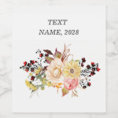 Étiquette Pour Bouteilles De Vin Fleur romantique, Fleur aquarelle, bohémien, boho (Étiquettes simples)