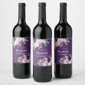 Étiquette Pour Bouteilles De Vin Fleur rose lavande violette anniversaire (Bouteilles)