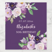 Étiquette Pour Bouteilles De Vin Fleur rose lavande violette anniversaire (Étiquettes simples)