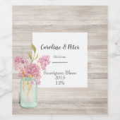 Étiquette Pour Bouteilles De Vin Fleur rose Rustique Mason Jar Woodgrain (Étiquettes simples)