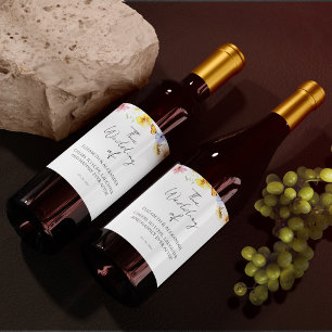 Étiquette Pour Bouteilles De Vin Fleur sauvage coloré Boho Mariage Étiquette de v