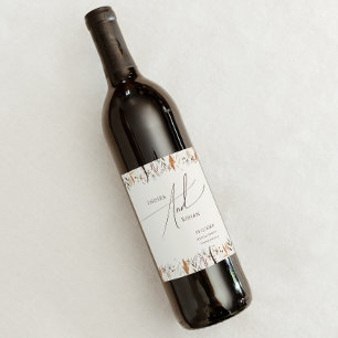 Étiquette Pour Bouteilles De Vin Fleur sauvage d'automne Boho   Mariage beige