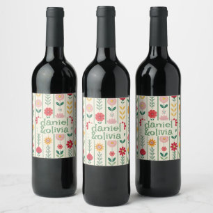 Étiquette Pour Bouteilles De Vin Fleur sauvage de printemps coloré Meadow Garden Ma