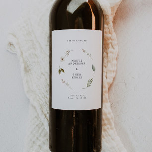 Étiquette Pour Bouteilles De Vin Fleur sauvage fleurie élégante décoration mariage