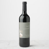 Étiquette Pour Bouteilles De Vin Fleur sauvage lunatique | Mariage vert Sage (Devant)