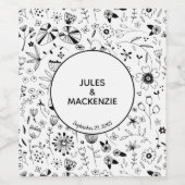 Étiquette Pour Bouteilles De Vin Fleur sauvage Monochrome moderne (Étiquettes simples)