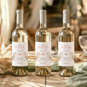 Étiquette Pour Bouteilles De Vin Fleur sauvage papillon rustique Baby shower floral