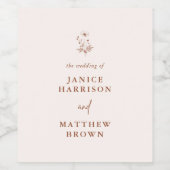 Étiquette Pour Bouteilles De Vin Fleur sauvage rustique Terracotta Boho Mariage (Étiquettes simples)