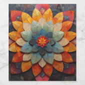 Étiquette Pour Bouteilles De Vin Fleur texturée Mandala Art (Étiquettes simples)