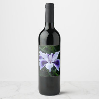 Étiquette Pour Bouteilles De Vin Fleur violet blanc soyeux